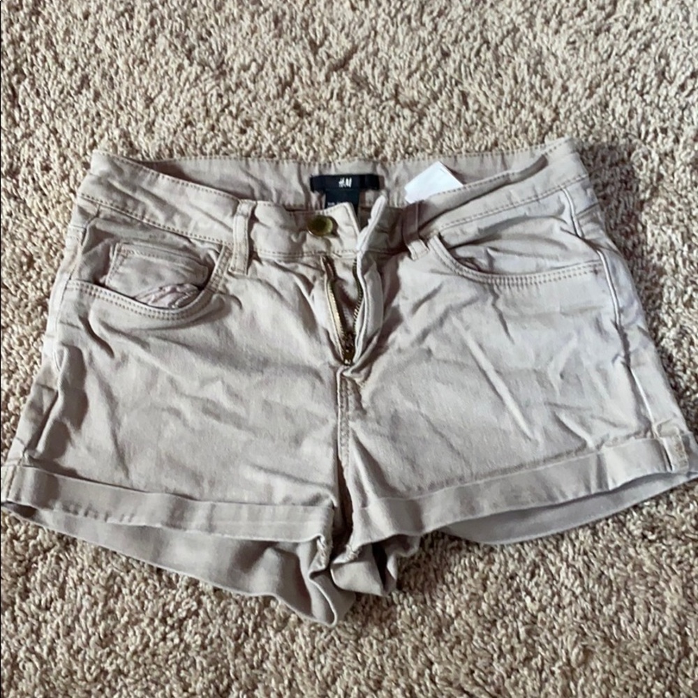 Tan denim shorts